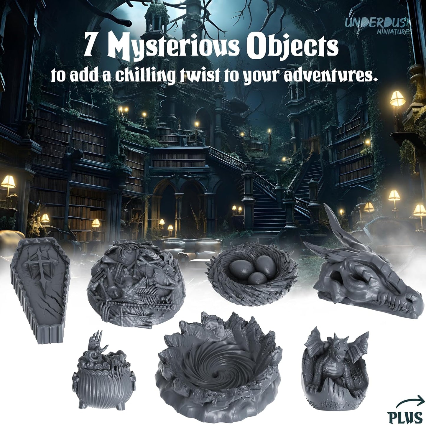 Underdusk: Monsters, Mimics, & Mysteries - 34 Unpainted Miniatures for D&D & Tabletop Gaming | Frightful Creatures and Disguised & Monstrous Mimics with Stat Blocks