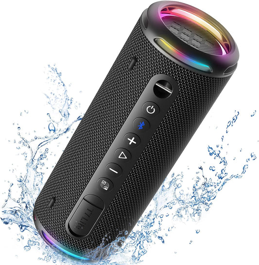 Tronsmart T7 Lite 24W Portable Bluetooth Speaker, Enhanced Bass, Rainbow Light Show, 24H Playtime, IPX7 Waterproof, Wireless Stereo Pairing, Bluetooth 5.3, for Home Outdoor Travel (Black)