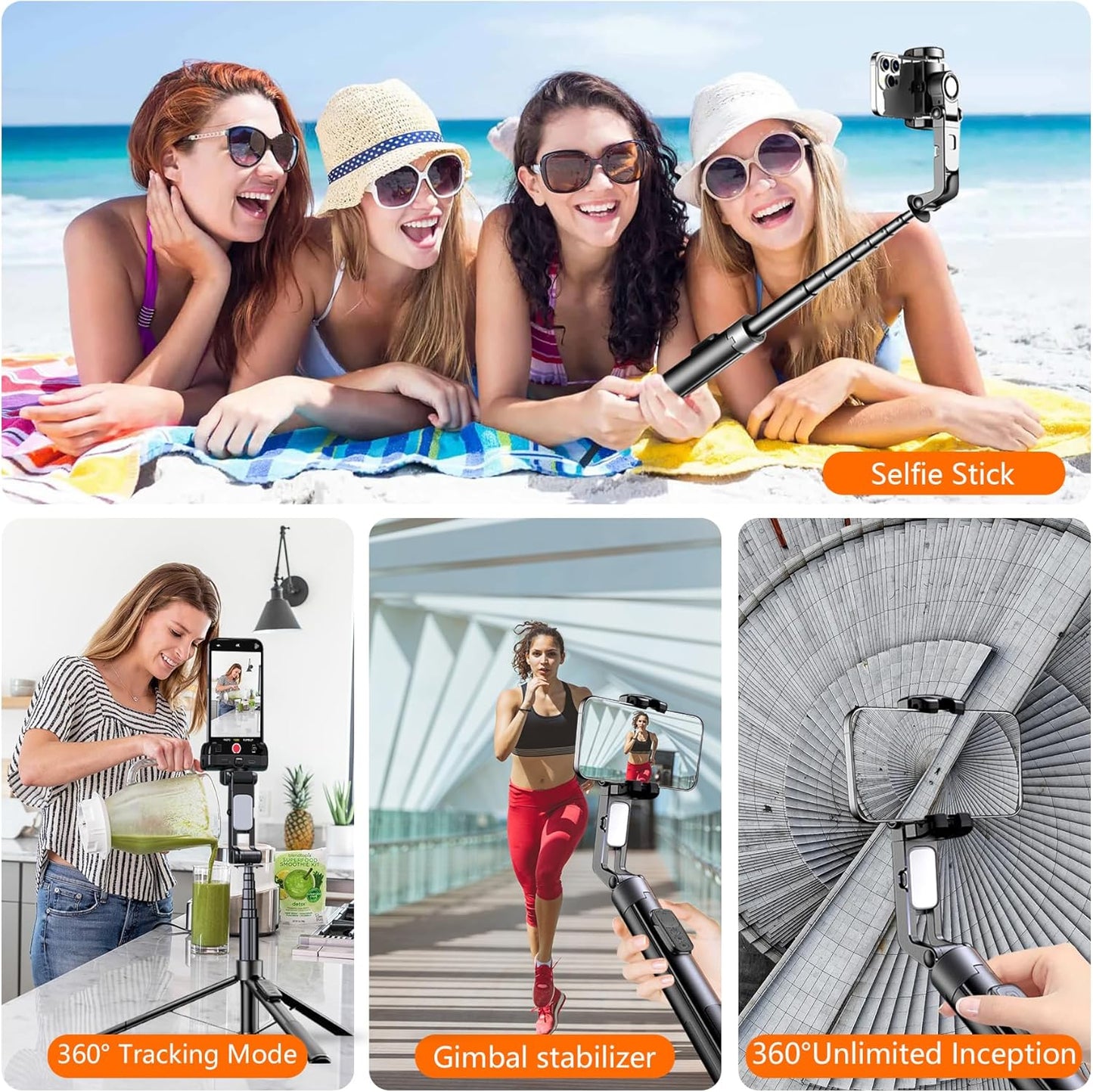 78.7" Selfie Stick Tripod for iPhone/Android, Auto Face Tracking Tripods with Light, Upgrade Strong Gimbal Stabilizer 360 Rotation with Remote for Content Creator Vlog Live StreamIing Video Record