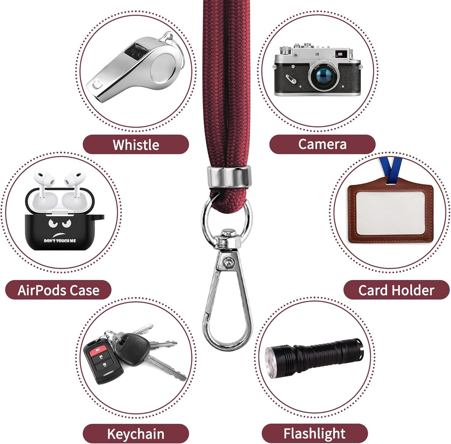 CACOE Phone Lanyard 2 Pcs-1 Pcs Adjustable Neck Strap, 1 Pcs Wrist Strap, 2 Pcs Pads, Universal Crossbody Multifuctional Cell Phone Lanyards Compatible with Most Smartphones(Dark Red)