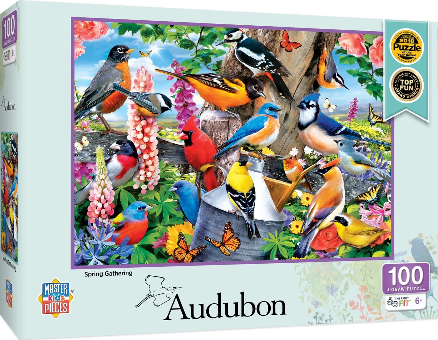 MasterPieces 100 Piece Jigsaw Puzzle for Kids - Audubon Spring Gathering-14"x19"