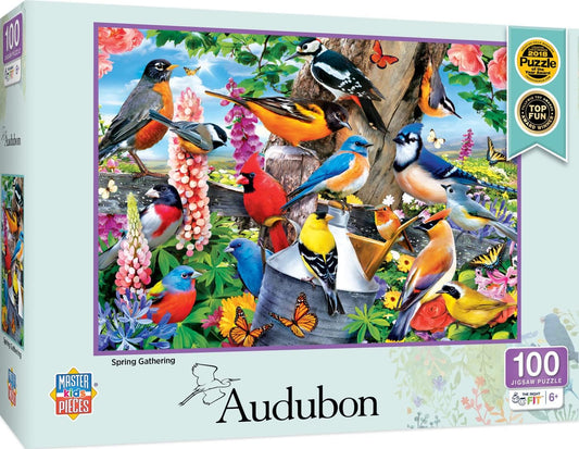 MasterPieces 100 Piece Jigsaw Puzzle for Kids - Audubon Spring Gathering-14"x19"