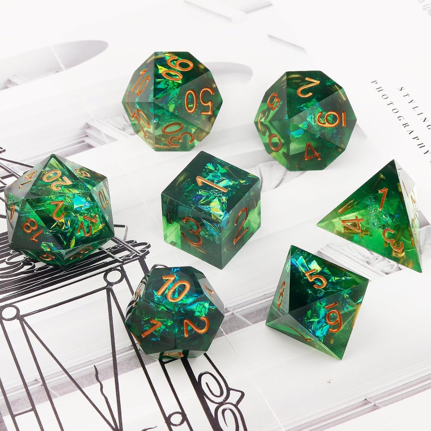 Haxtec Sharp Dice Resin DND Dice Set Polyhedral D&D Dice for Roleplaying Dice Games Compatible with Dungeons and Dragons Gifts