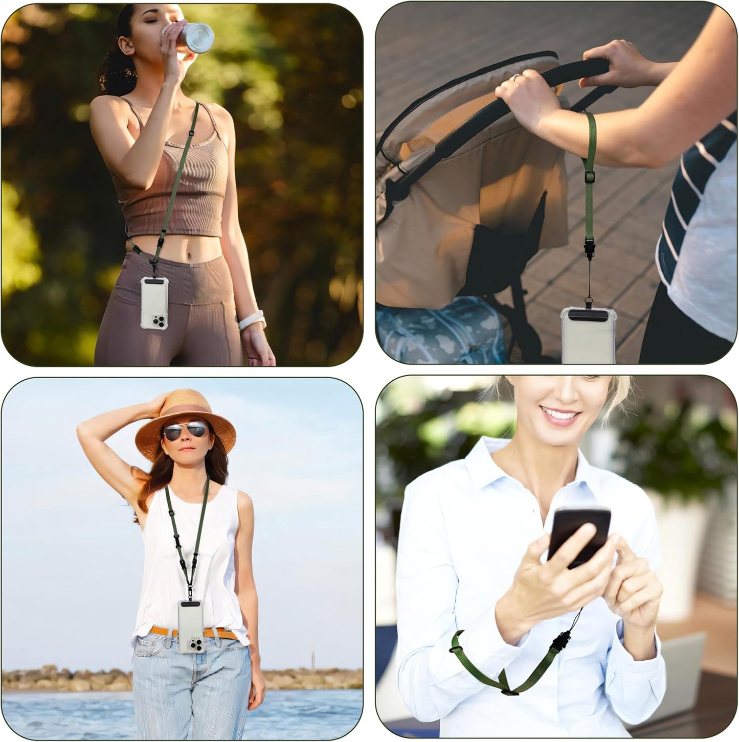 Cell Phone Strap Adjustable Wrist Strap Crossbody Cellphone Holder Extra Long Phone Lanyard Wrist Lanyard (Army Green)