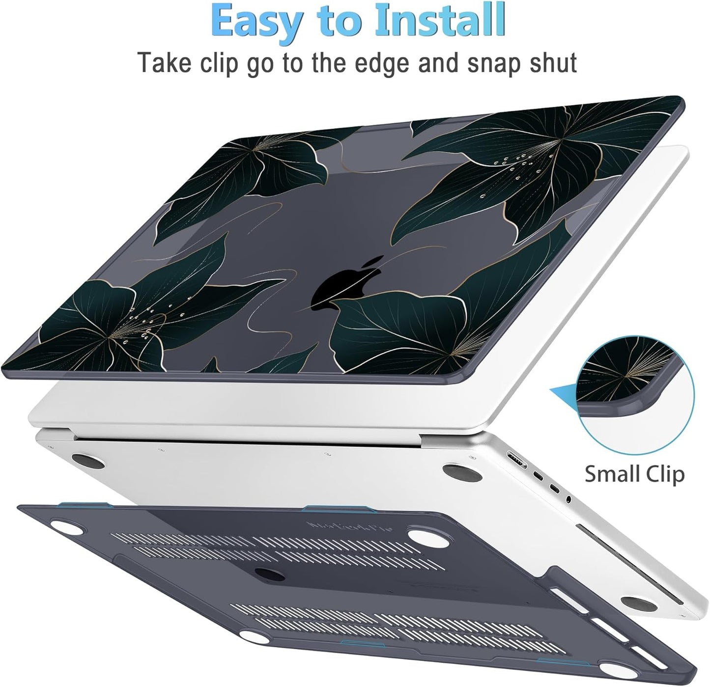 Mektron Case for MacBook Pro 16" M4 A3403 A3186 M3 A2991 M2 A2780 M1 A2485 (2021/2023/2024) Pro/Max with Touch ID, Hard Shell Plastic Laptop Cover Keyboard Cover Screen Protector, Floral C218