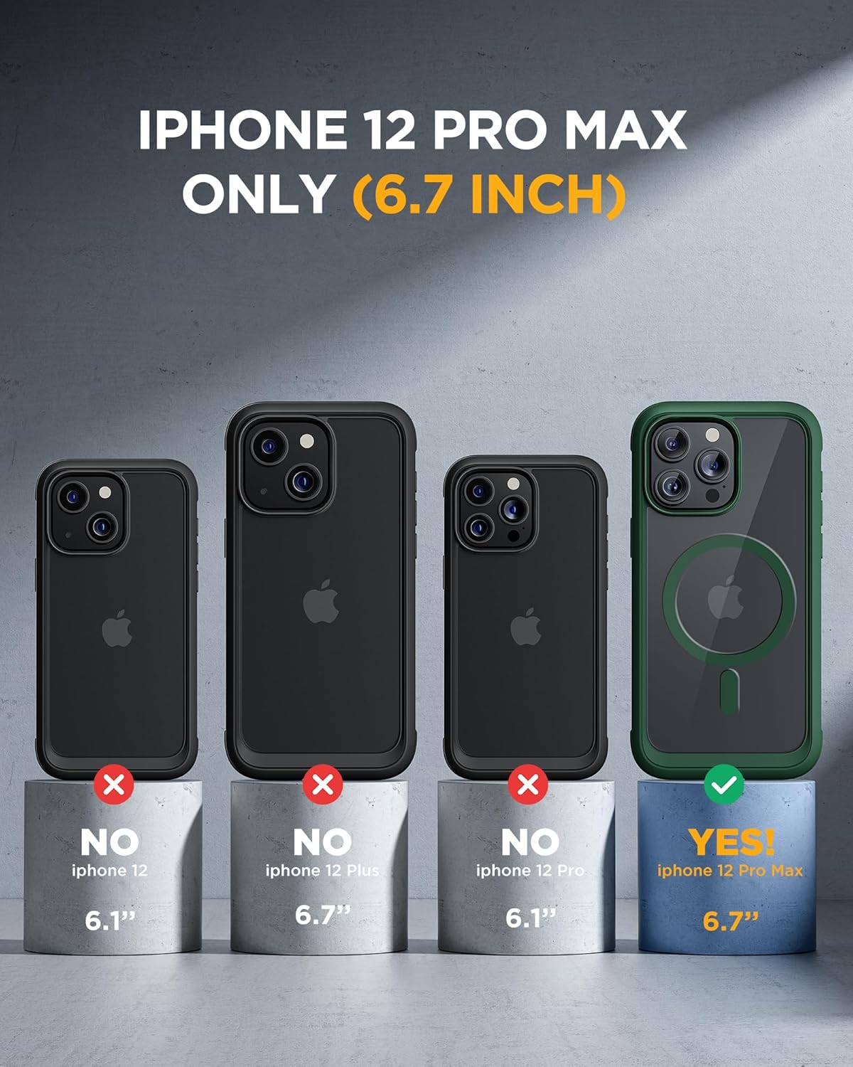 Miracase Magnetic for iPhone 12 Pro Max Case [Compatible with MagSafe] Full-Body Phone case with Built-in Glass Screen Protector& Camera Protector, Military Drop Proof 12 Pro Max Cover, Green