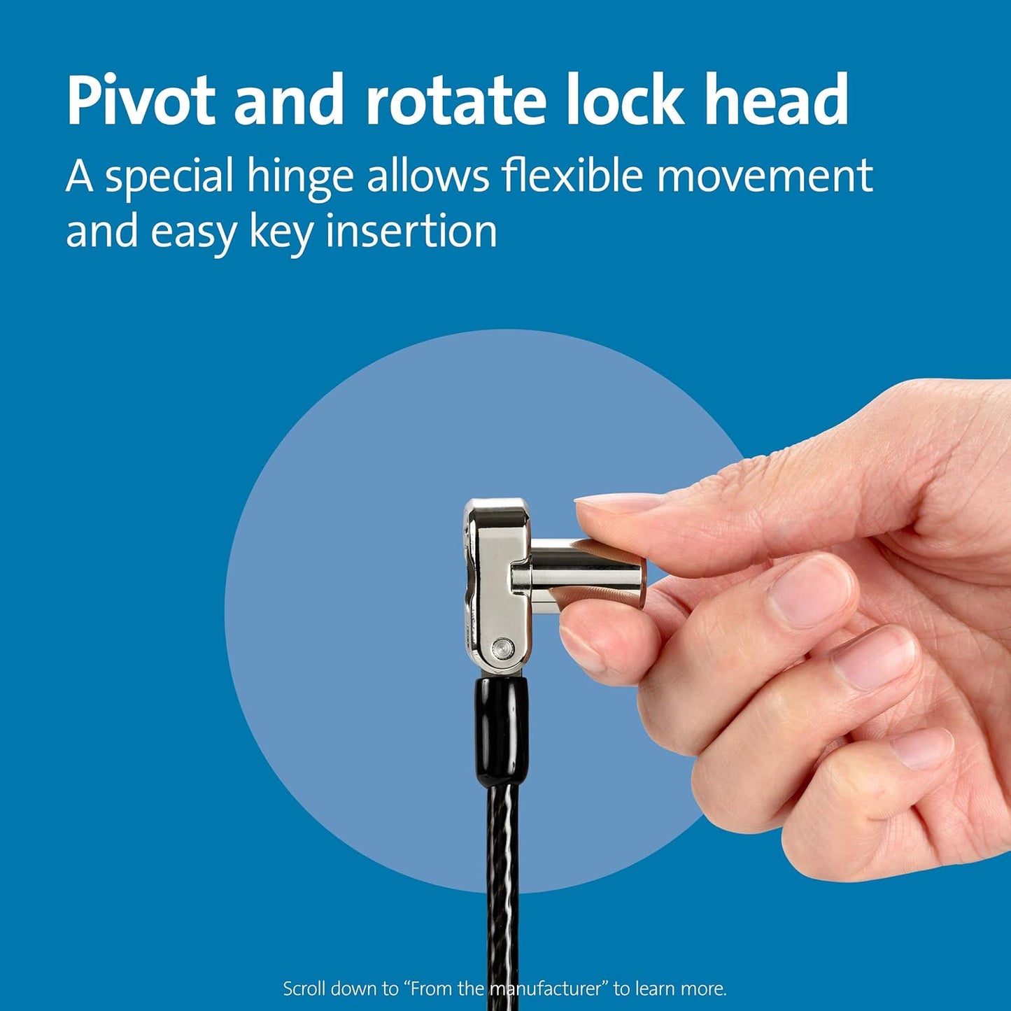 Kensington Universal 3-in-1 Keyed Laptop Locking Cable, Computer Security Keyed Lock, T-bar, Nano, Wedged-shaped (K62318WW)