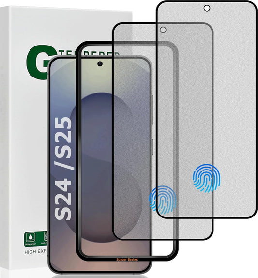 2 Pack Matte Glass Screen Protector for Samsung Galaxy S24 /S25 (6.2 inch), Anti-Glare & Anti-Fingerprint Case Friendly Tempered Glass Film, Bubble Free,Fingerprint unlock,HD Clear,Smooth as Silk