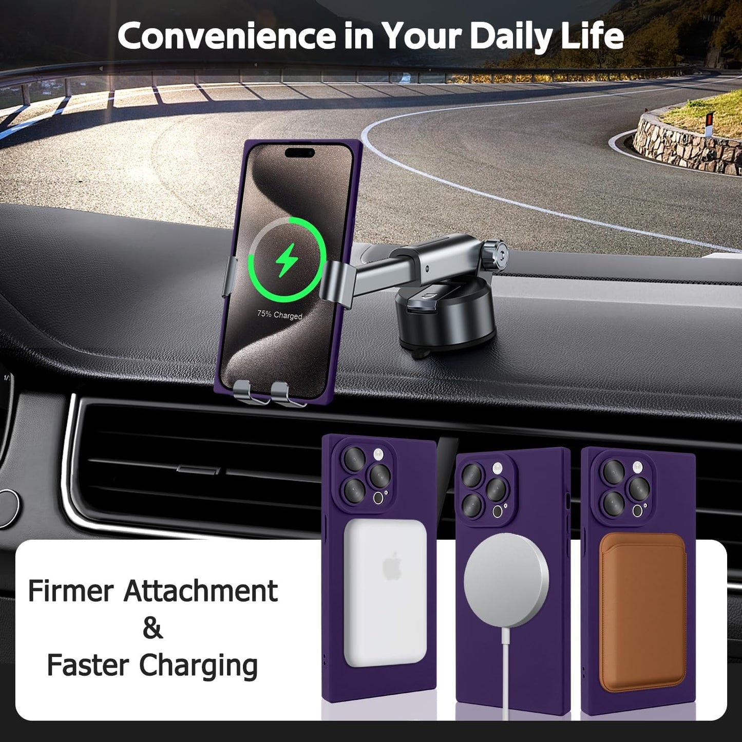 Designed for iPhone 15 Pro Max Case Compatible with Magsafe Cover Camera Lens Protector Military Grade Protection Shockproof Soft TPU Slim Magnetic Phone Case for iPhone 15 Pro Max Dark Purple