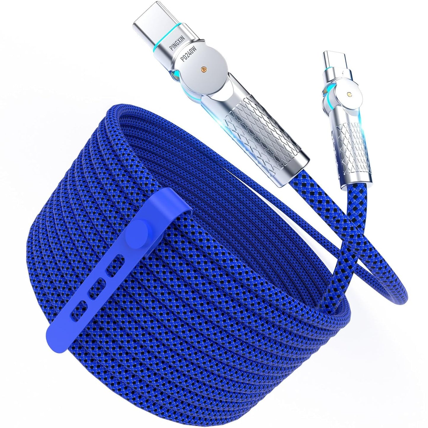 USB C to USB C Cable 10FT 240W, 180°Rotating USB C Cable Braided Type C Charger Cable Fast Charge for iPhone 16/16Pro/16Plus/16ProMax,MacBook Air,iPad Pro,Pixel,Samsung Galaxy S23/S24Ultra-Blue