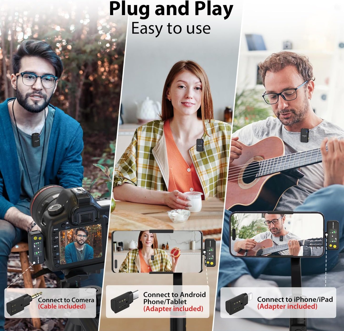 FULAIM X5M Wireless Lavalier Microphone System, Lavalier Lapel Mic with 18H Battery Life Charging Case for DSLR Cameras/iPhone/Android/Live Streaming