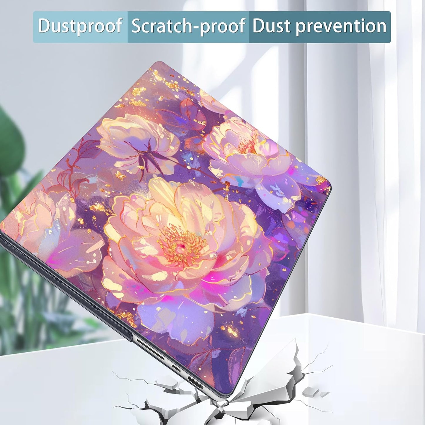 Tuiklol for MacBook Pro 14 Inch Case 2024-2021 Release M4 A3112 A3401 A3185/M3 A2918 A2992/M2 A2779/M1 A2442 Pro/Max,Hard Shell Case with Keyboard Cover & Screen Protector for Touch ID,Sparkly flowers