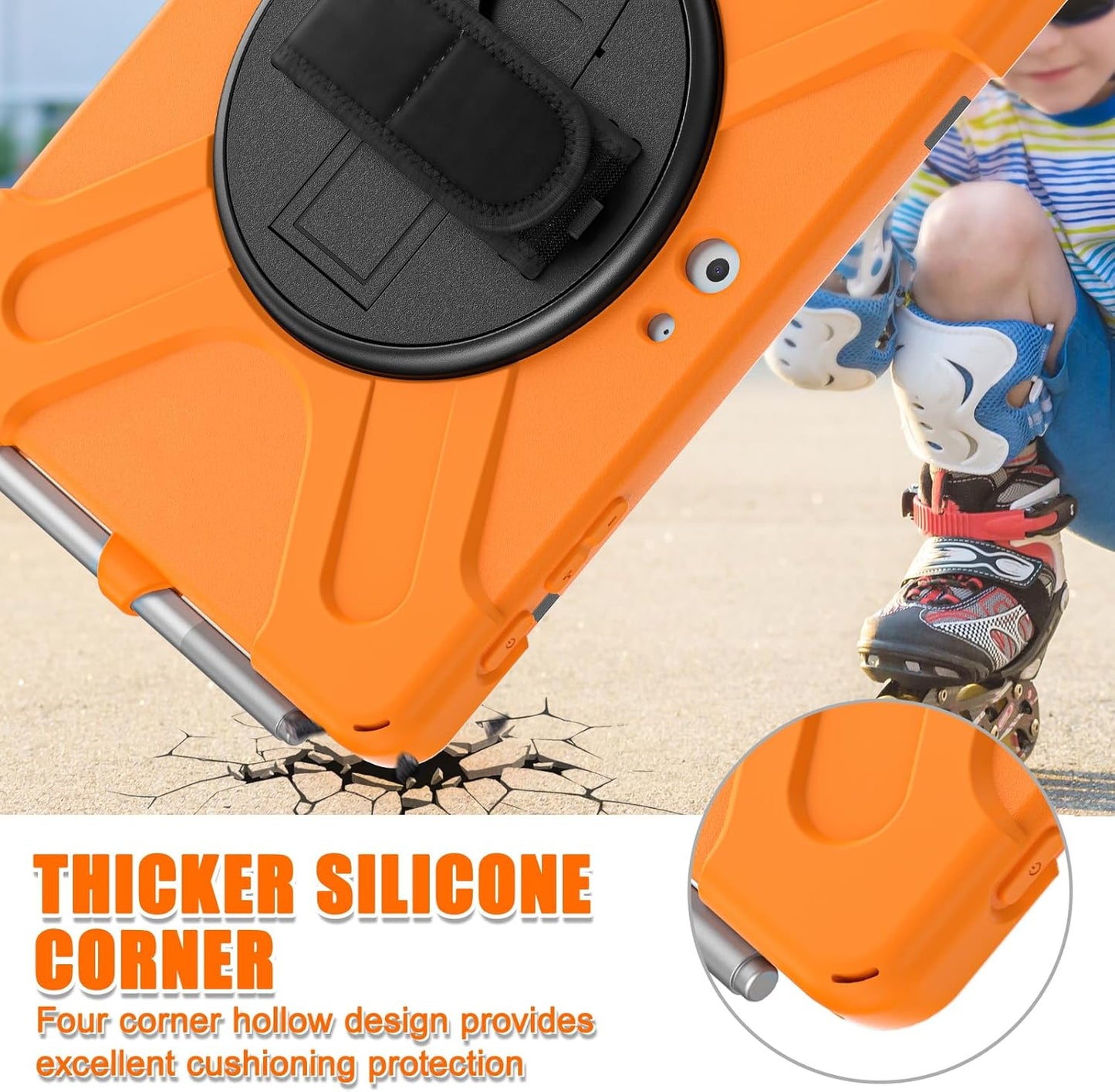 ZenRich Rugged Case for Surface Go with Pen Holder, Heavy Duty Shockproof Case with Stand, Hand Strap and Shoulder Belt - Orange