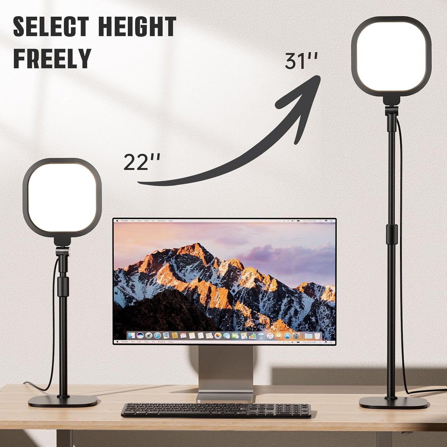 2 Packs Video Conference Lighting Kits, Dimmable Desk Ring Light with Stand and Phone Holder, Computer Laptop Light for Zoom Meeting, Video Calls, Live Streaming, Podcasting, Video Recoring