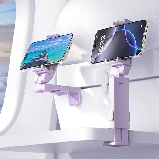Perilogics 2025 Upgraded Travel Essentials Must Have Airplane Phone Holder Mount. Improved Ergonomic Lever, Perfect for Long Flight, Cruise, Desk, Travel Gift for Content Creator (Lavendar)