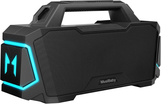 Bluetooth Speaker,Musibaby M1 Portable Bluetooth Speakers:Loud Stereo Sound with Subwoofer,Deep Bass,IPX6 Waterproof,Wireless Speaker with BT5.3,Dual Pairing,20H+ Playtime for Outdoor,Beach(Blk)