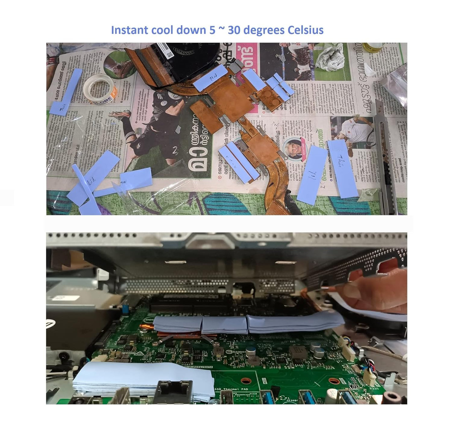 30 Pack Thermal Pads, 20×67 mm by 5 Thickness 0.5 | 1 | 1.5 | 2 | 3 mm, Thermal Conductivity 2.0 W/m.k, Self-Adhesive & Soft, Ideal for Repairing and Cooling Electronics