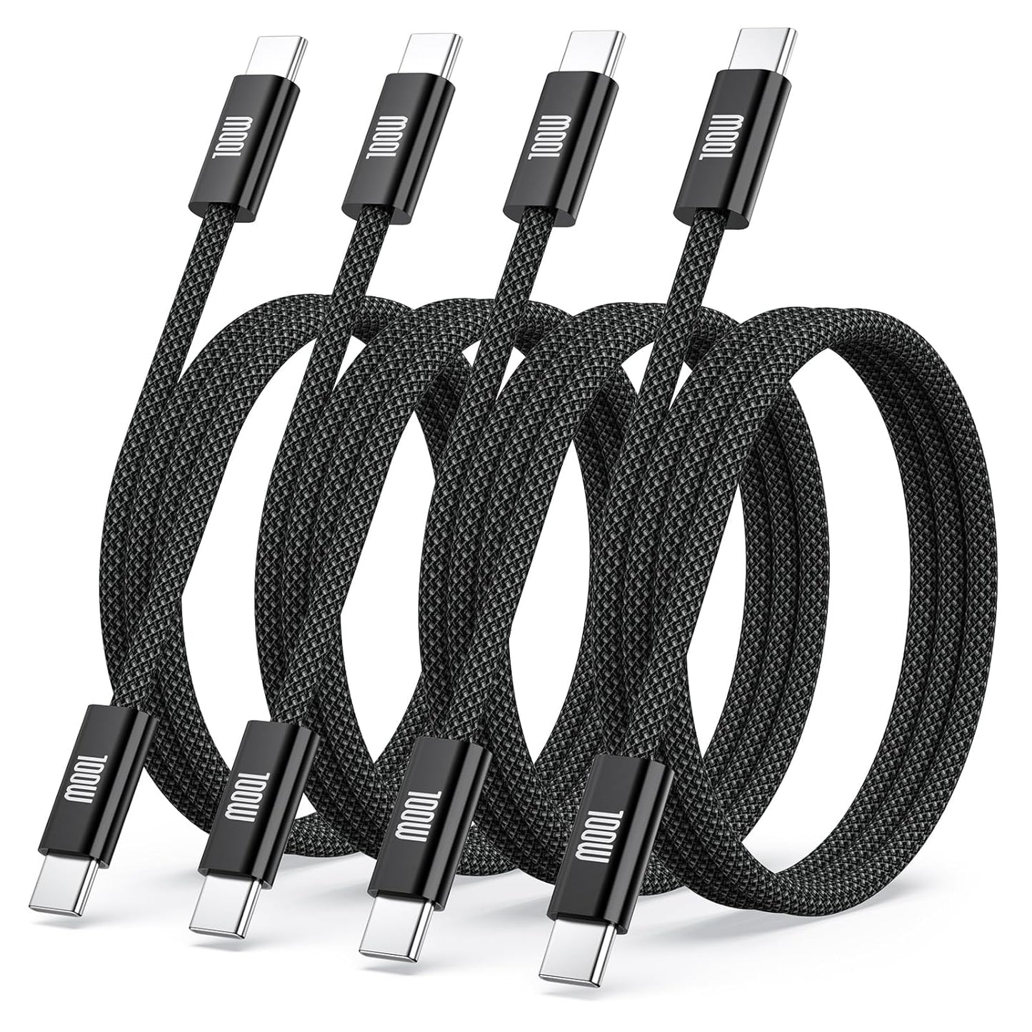 USB C to USB C Cable (3FT, 4Pack), 5A Fast Charging Nylon Braided USB-C to USB-C Phone Charger Type C Cable for iPhone Air 17 16 15 Pro Max,Samsung S25/S24 Ultra,MacBook Pro/Air,iPad,Pixel,PS5,Switch