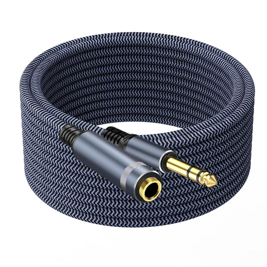 1/4" Male to Female Stereo Headphone Guitar Cable - 20ft Quarter Inch Extension