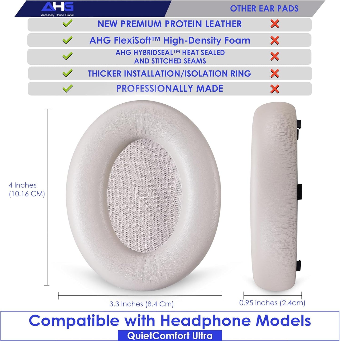 QC Ultra Replacement Ear pad and Headband Pad Kit Cushion Compatible with Bose QuietComfort Ultra Wireless Headphones (Sandstone). Easy DIY Installation + Great Comfort