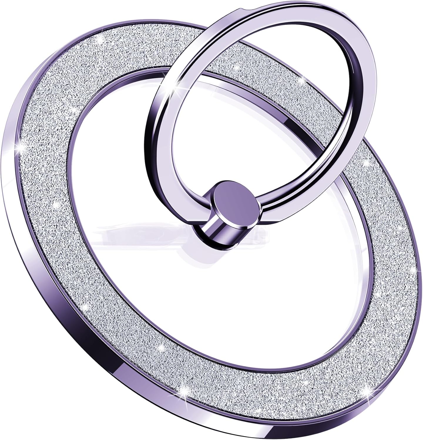 Magnetic Phone Ring Holder for MagSafe, Magnetic Phone Grip for iPhone, Compatible with iPhone MagSafe Wireless Charging. (Glitter Purple)