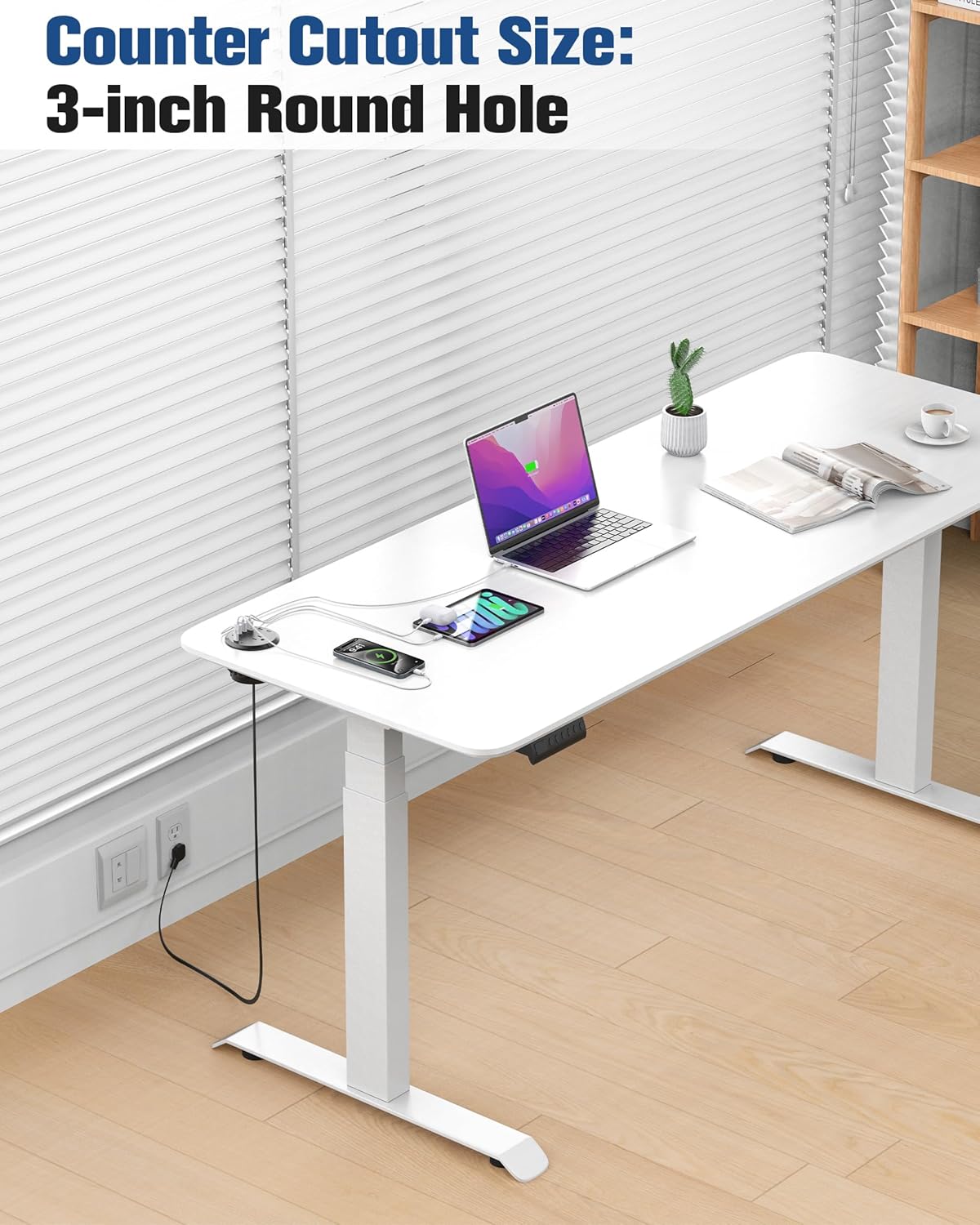 Jgstkcity 65W USB-C Hidden Desktop Power Grommet: 1 AC Outlet,8 USB Charging Ports,3'' Hole Flush Mount Pop-Up Power for Conference Tables & Nightstands (Black, 6 FT - 2PCS)