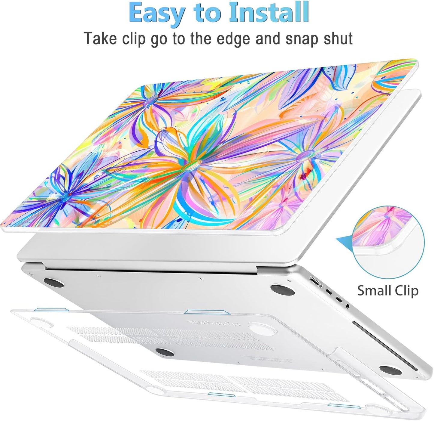 Mektron Case for MacBook Pro 16" M4 A3403 A3186 M3 A2991 M2 A2780 M1 A2485 (2021/2023/2024) Pro/Max with Touch ID, Hard Shell Plastic Laptop Cover Keyboard Cover, Watercolor FlowerC328