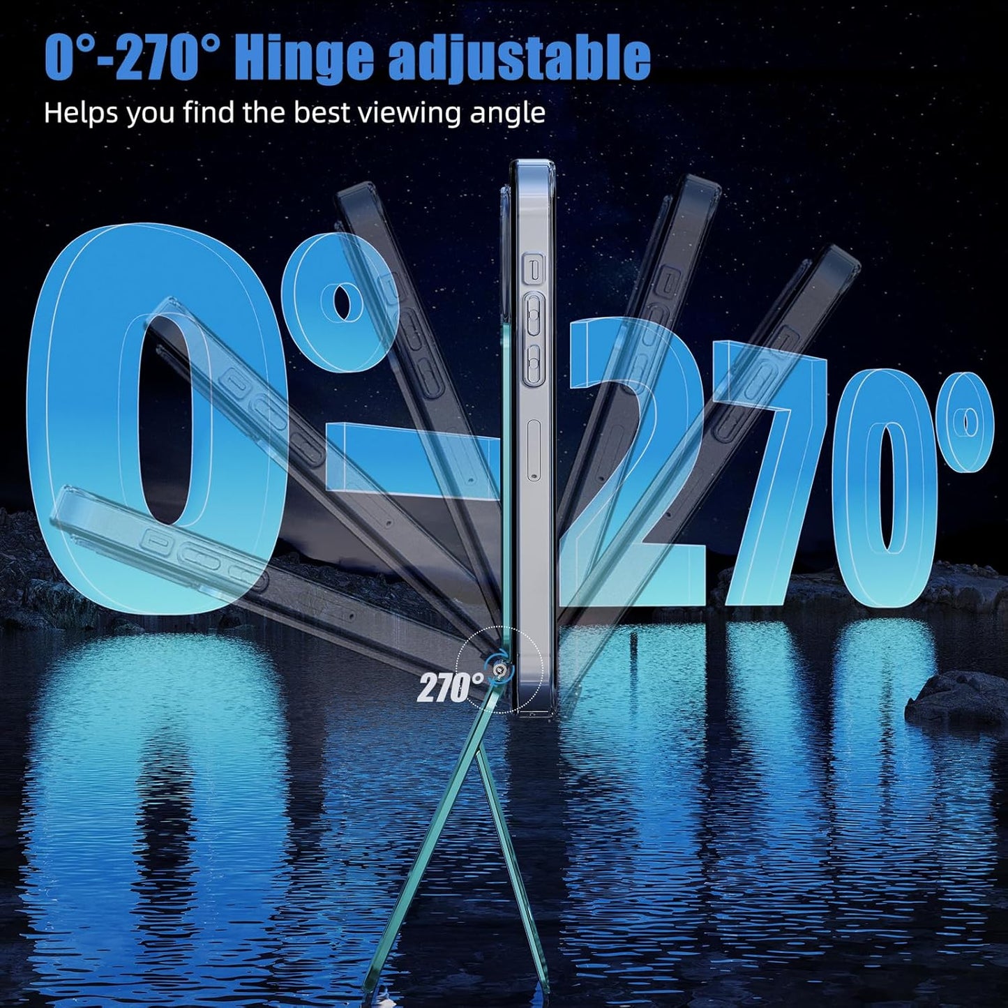 Phone Tripod Stand, Aluminum Alloy Mini Tripod Compatible with Magsafe iPhone 16/15/14/13/12 Series, Foldable Strong Magnetic Phone Stand, Mult-Angle Adjustment Selfie Stick (Ocean Blue)