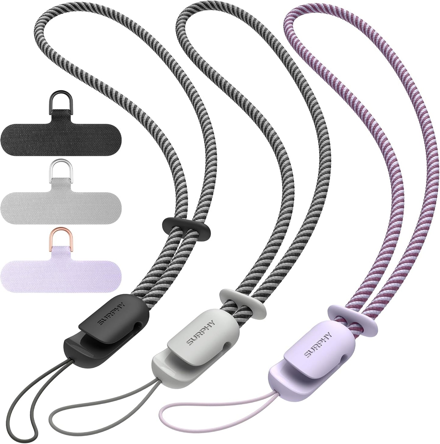 SURPHY 3 Pack Phone Wrist Strap with CellPhone Tether Tab, Cellphone Lanyard, Phone Strap with 2-Color Braided, Wrist Lanyard