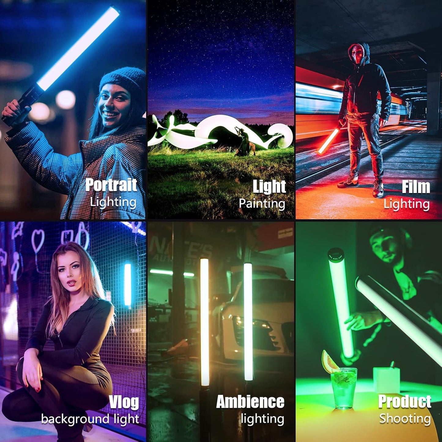 Mettlelite LS800C RGB LED Light Stick Full Color Continuous Output Video Light 3.2 ft with APP Control 2800K-8000K CRI96 TLCI 97 RGB CCT HSI Light Effects Built in Rechargeable Battery