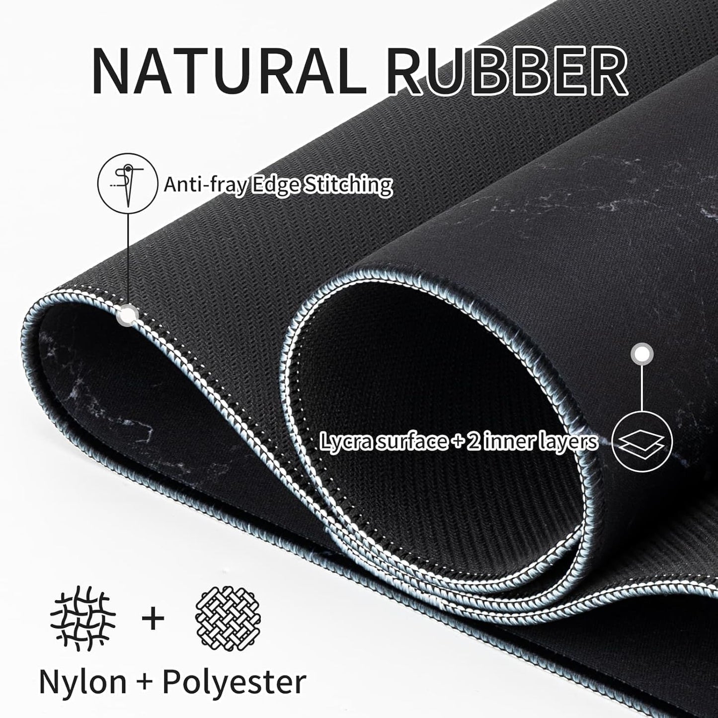 RAINYEAR Large Gaming Mouse Pad(35.4 x 15.7 Inch), Computer Mousepad with Anti-Slip Rubber Base, Smooth Large Keyboard Mouse Pad Mat for Gamer, Office, Home, Black Marble