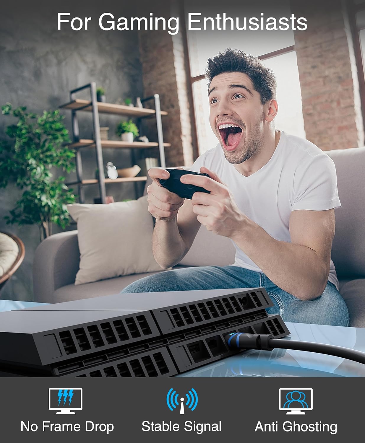 BlueRigger 8K HDMI Cable (3FT - 2 Pack, 8K 60Hz HDR, 4K 120Hz, High Speed 48Gbps with Ethernet, eARC, 3D, HDCP 2.3) - Compatible with PS5, Xbox, Roku, Apple TV, Switch, PC