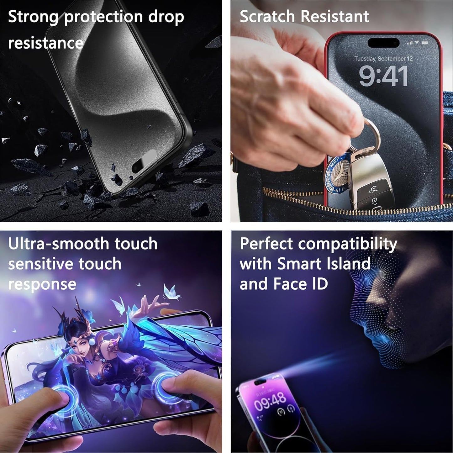Matte Screen Protector for iPhone 17 Pro Max 6.9-Inch, Auto Dust Removal, 9H Tempered Glass, Full Cover, Anti-Fingerprint, Easy Installation, 2 Pack