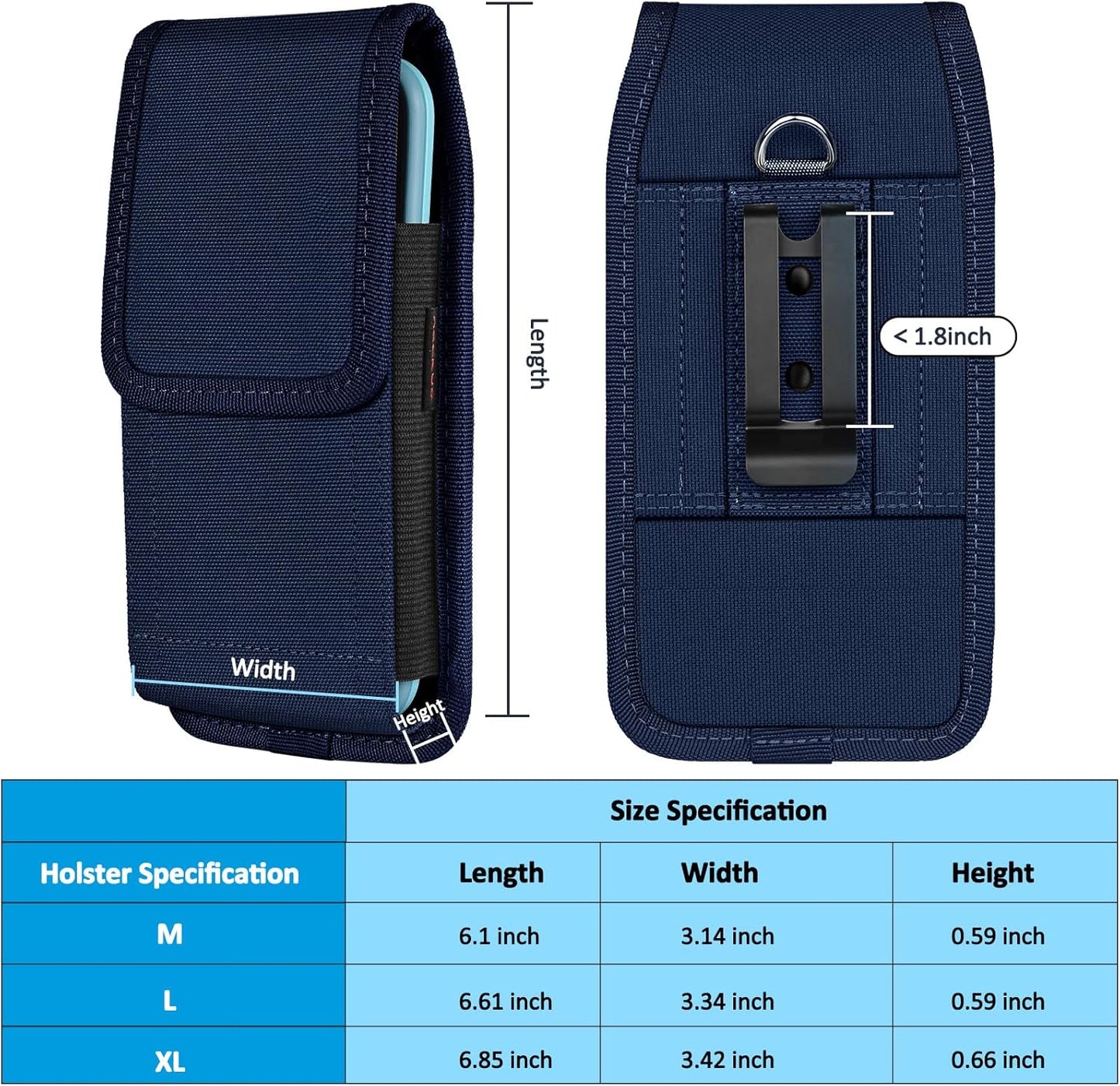 Phone Holster for Belt with Metal Clip and Magnetic Closure Compatible with Galaxy S25/S24/S23/S22/S21/S20 Ultra A16 A26 A35 A36 A55 A56 for Everyday Protection, XL-Blue