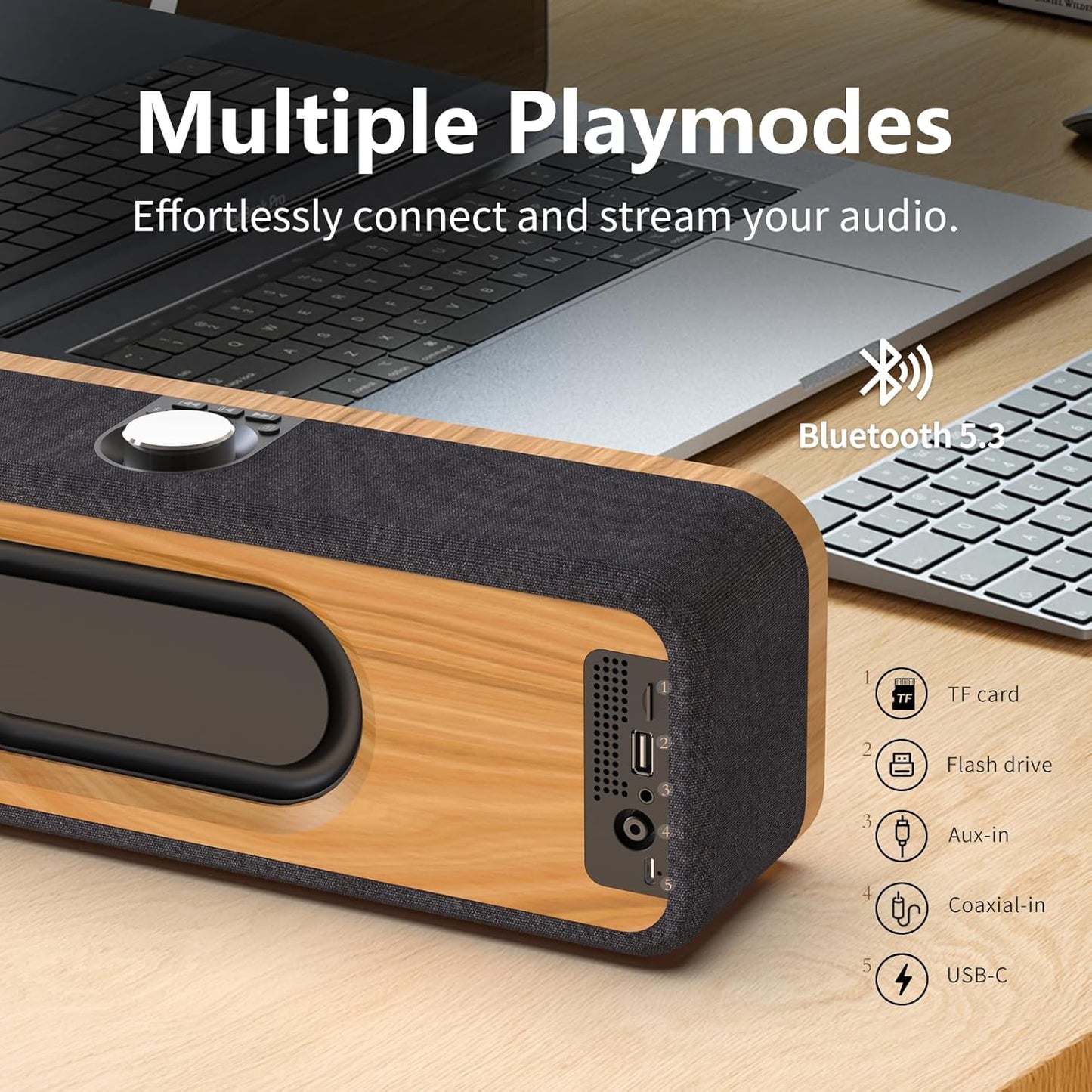 DOSS SoundBox H200 50W Home Bluetooth Speaker with Dual 3.5-Inch Woofers, Two 1-inch Tweeters, 35H Playtime, TWS, Sustainable Materials, BT 5.3, Wireless for Record Player/Computer/TV-Grey