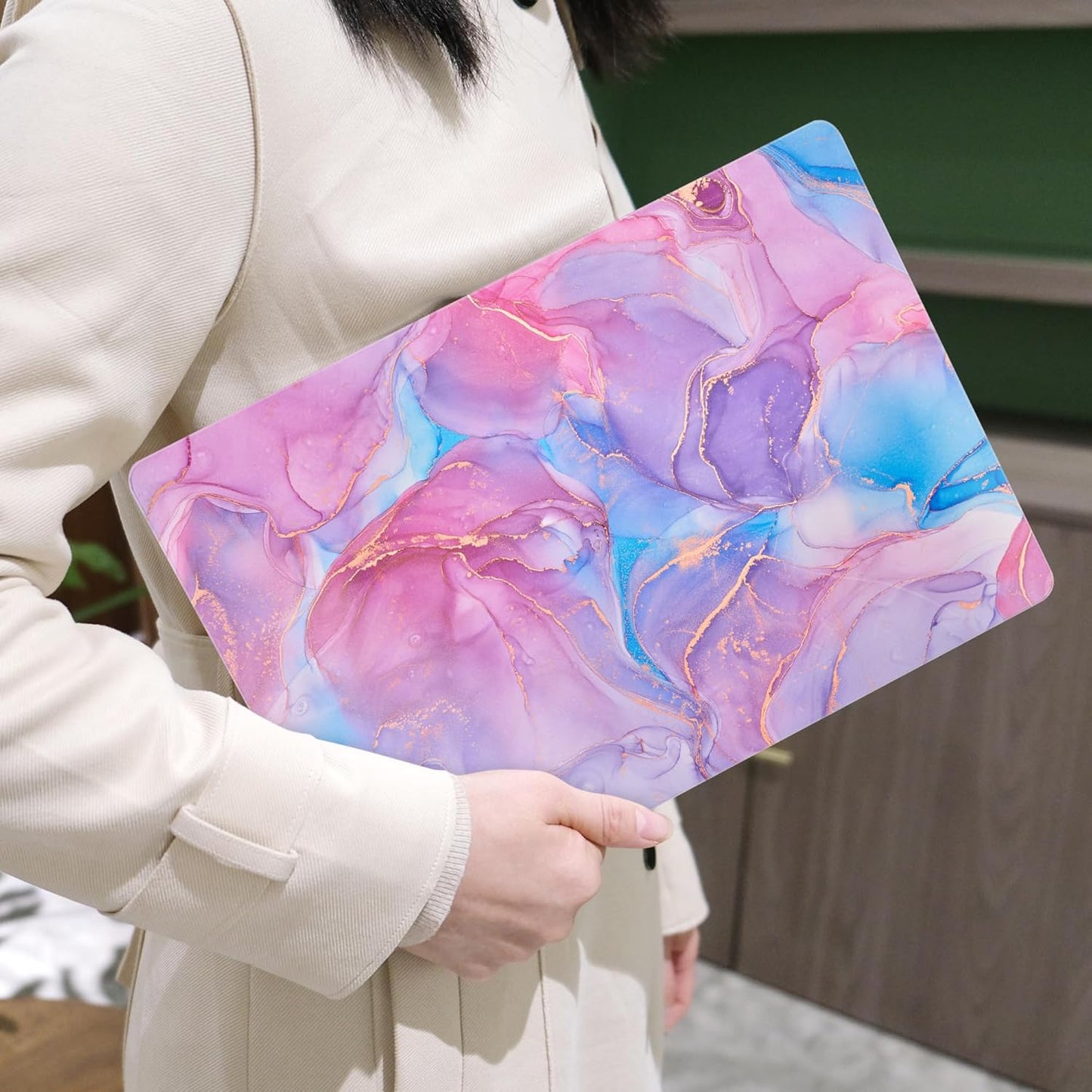 MEEgoodo Case for MacBook Pro 13 inch Case 2022 2021 2020 New A2338 M2/M1 A2251 A2289,Laptop Hard Shell with Keyboard & Camera Cover Compatible with 13 inch MacBook Pro, Pink Marble Texture