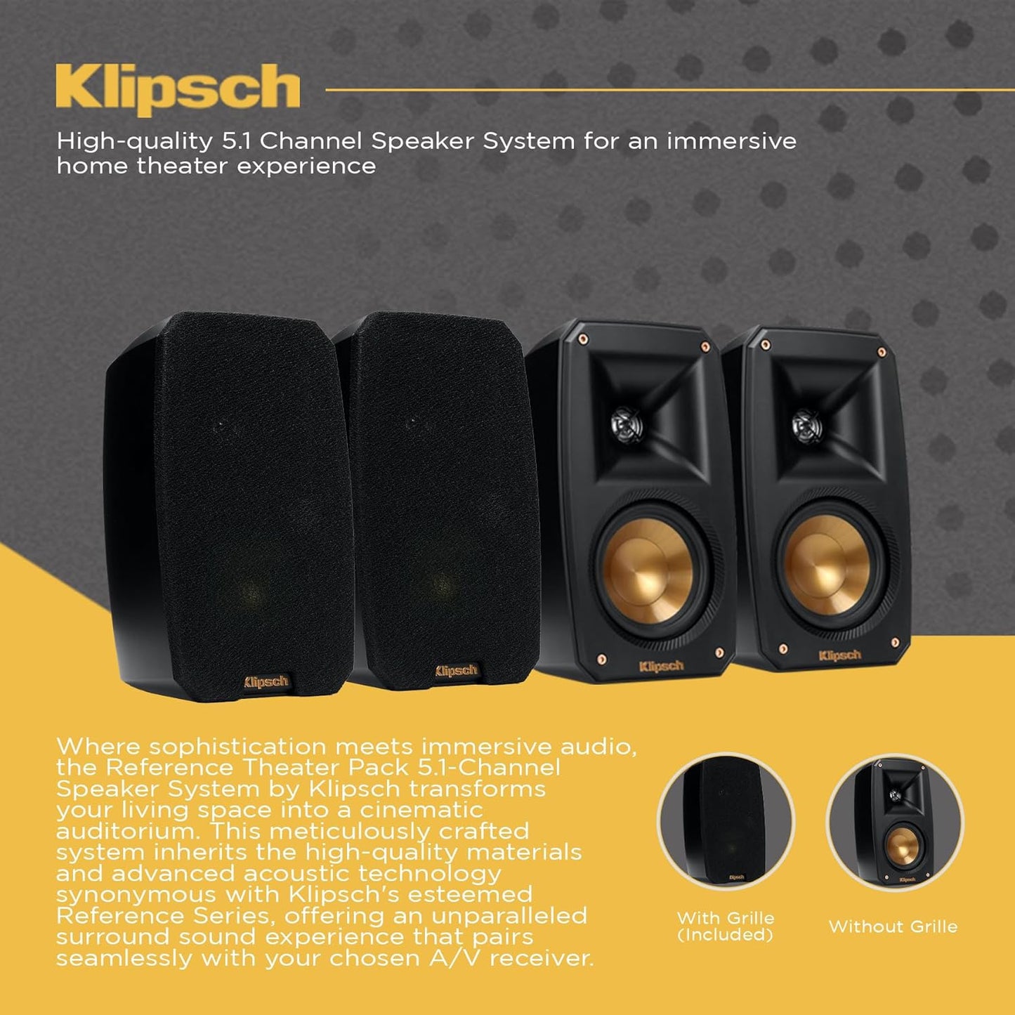 Klipsch Reference Theater Pack 5.1-Channel Speaker System + AVR-S770H 75W 7.2-Channel 8K Network AV Receiver with HEOS