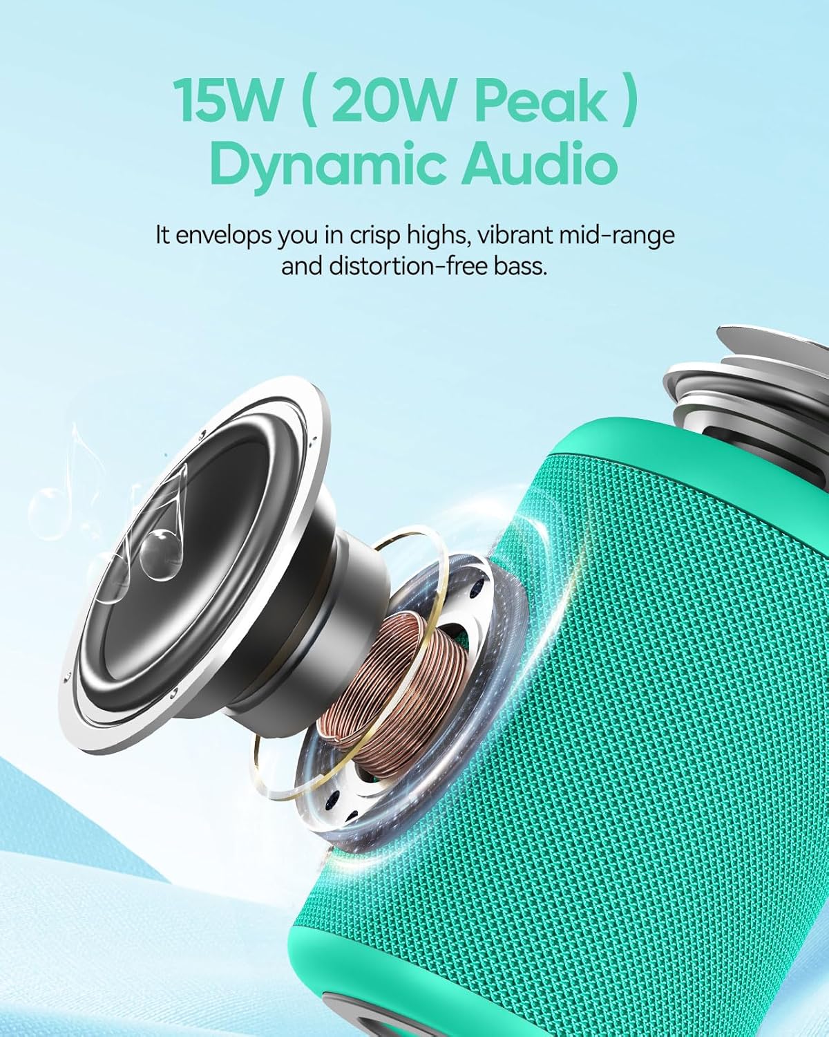 Portable Bluetooth Speaker with Lights,Powerful Crystal Clear Sound,IPX5 Waterproof,All Day Playtime,AUX&TF-Card Input,Bluetooth 5.3,TWS Paring,Small Wireless Speaker for Outdoor,Gift Ideas (Teal)