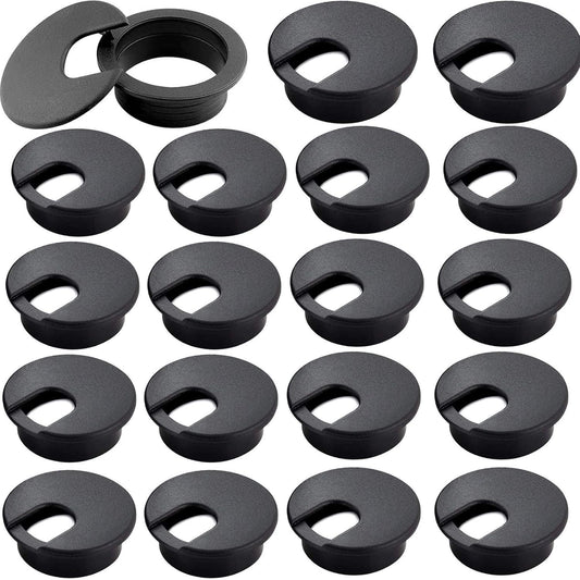 2" White Plastic Desk Grommet, HNBun 20 Pack Cable Wire Grommet Tidy Cable Hole Cover Organizers, Desk Cord Cable Hole Cover Grommet for Hide Office Desk Cords and Cables (50mm Mounting Hole Diameter)
