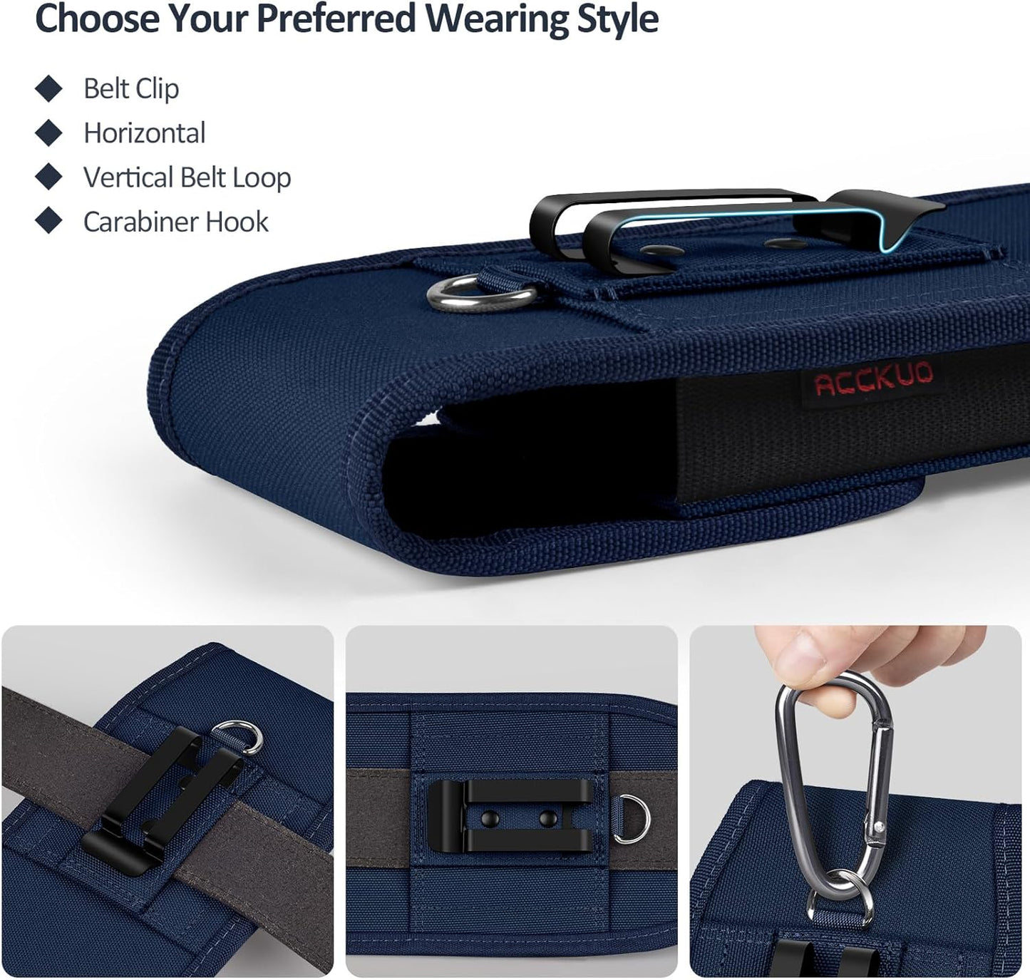 Phone Holster for Belt with Metal Clip and Magnetic Closure Compatible with Galaxy S25/S24/S23/S22/S21/S20 Ultra A16 A26 A35 A36 A55 A56 for Everyday Protection, XL-Blue