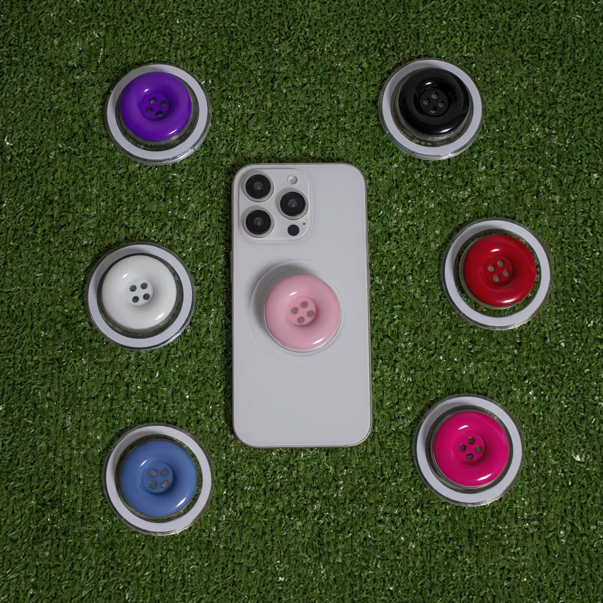 Solid Color Button Phone Grip – Minimalist Design, Durable and Lightweight, Grip and Stand for Smartphones (Baby Pink, Magnetic Type)