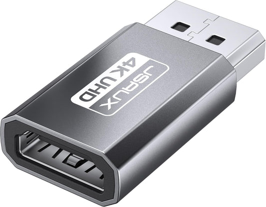 JSAUX 4K DisplayPort to HDMI Adapter, DP PC to HDMI Monitor Converter Video UHD 2K@120Hz,4K@30 DP to HDTV Male to Female Uni-Directional Adapter Compatible with Dell, Lenovo, HP,GPU, AMD -Grey