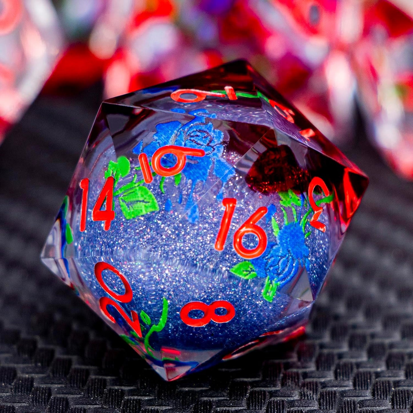 ARUOHHA Liquid Core DND Dice Set, Vampire Sharp Edged Dragons Dice Compatible with D&D RPG Role Playing Games, Resin Blood Red Polyhedral Dungeons D and D Dice with Gift Box D20 D12 D10 D8 D6 D4