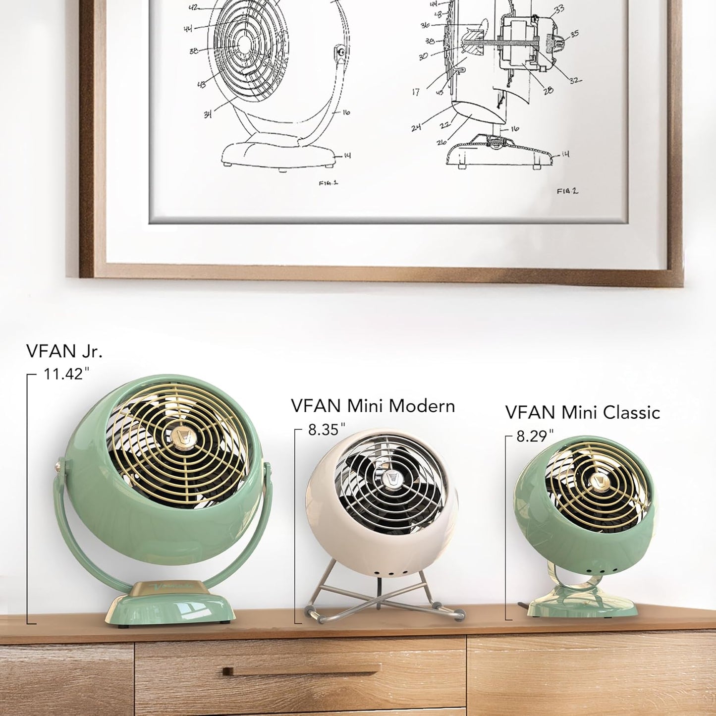 Vornado VFAN™ Mini Modern Vintage Fan, Retro Metal Air Circulator, Fan for Desk & Bedside, 2 Speeds, Adjustable Tilt, Personal Cooling with Targeted Airflow, Quiet Fan, Storm Gray