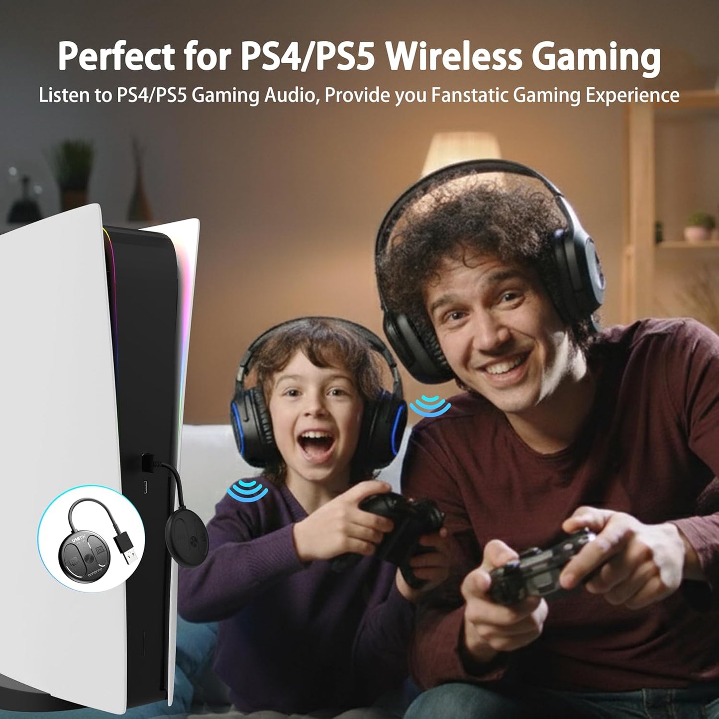 USB-C Bluetooth Adapter for PS5, Bluetooth 5.4 Audio Adapter for PC, Plug and Play, Wireless Audio Transmitter for Bluetooth Headphones & Earbuds to PS4/PS5/Switch Dock/PC/Laptop/TV