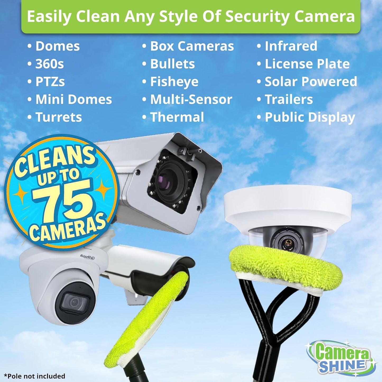 PRO Surveillance Cleaning Kit - Safely Clean Any Security Camera Safely from The Ground