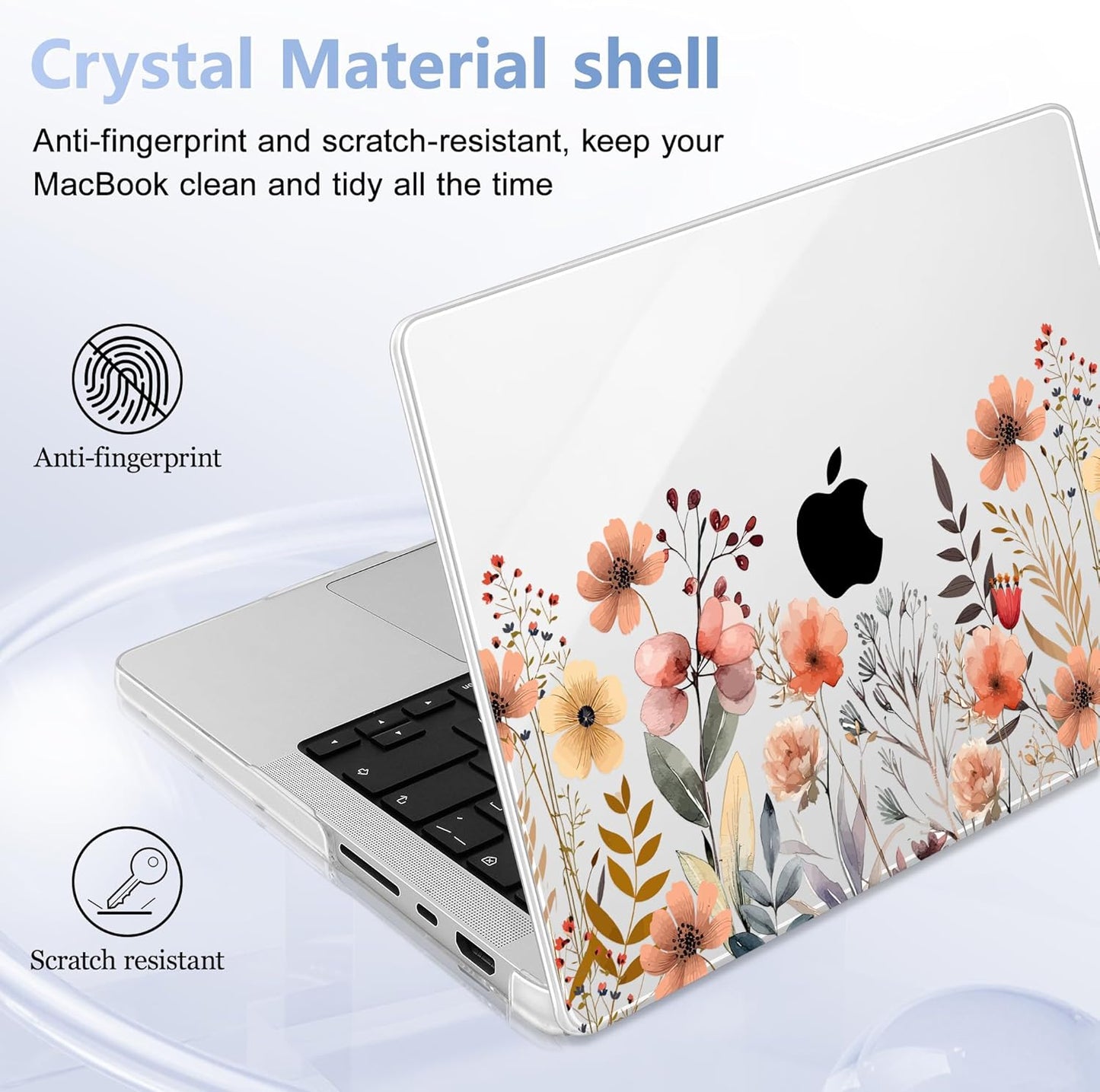 for MacBook Pro 16 inch Case 2021 2022 2023 2024 Release A3186 A3403 M4 A2991 M3 A2780 M2 A2485 M1 Pro/Max, Hard Shell Case with Screen Protector & Keyboard Cover, Watercolor Flowers