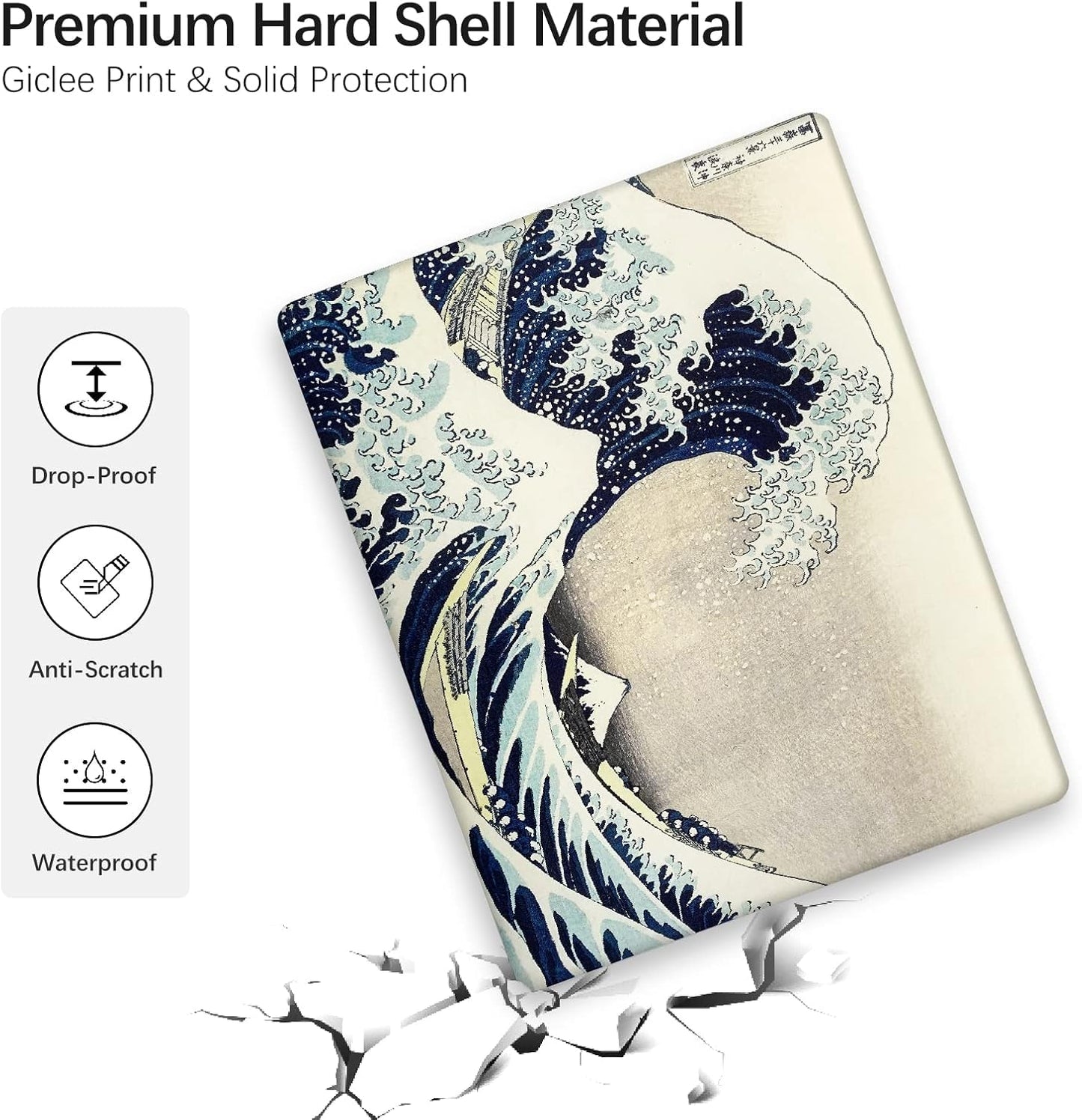 Berkin Arts Compatible with MacBook Air 13 inch Cover, 2022-2018 Release A2179/A2337 M1 with Touch ID with Keyboard Cover & Screen Protector Ukiyo-e (The Great Wave by Hokusai)