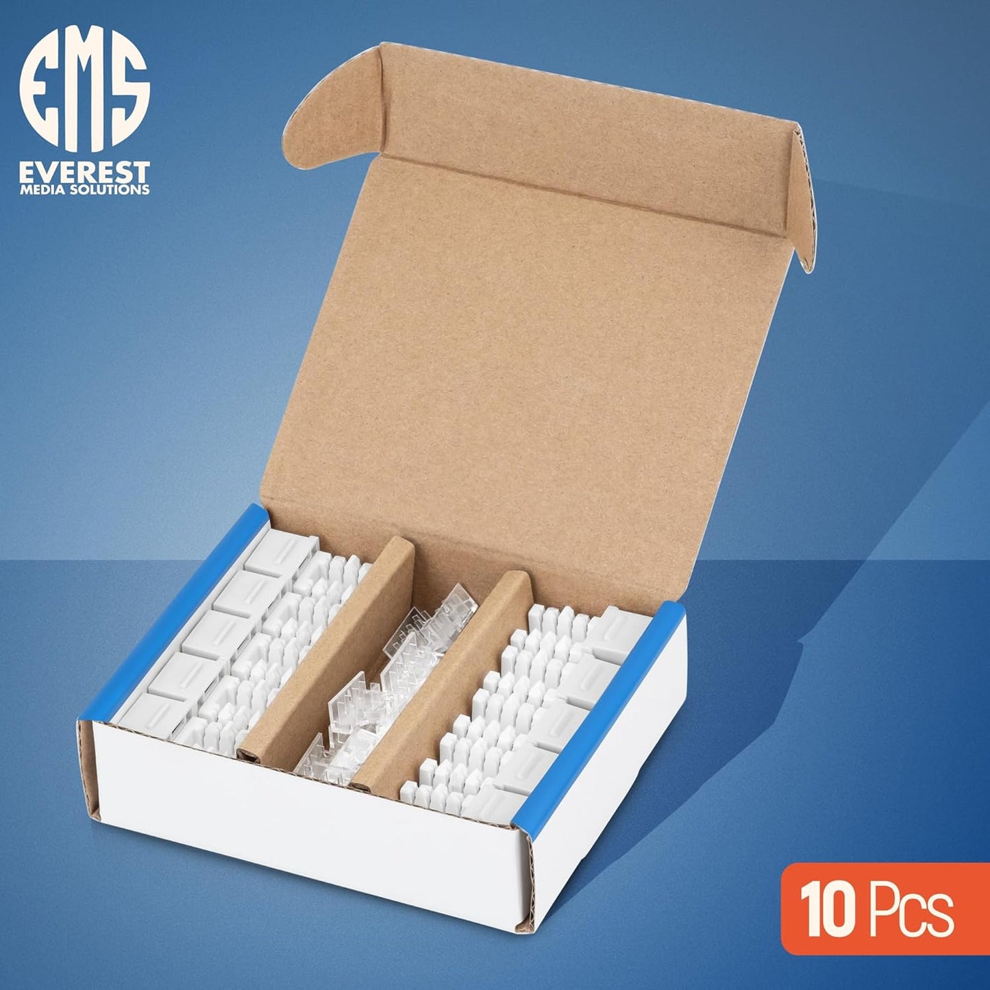 Everest 90° Angled RJ45 Cat6 Keystone Jacks 10-Pack in White - Slim Profile Female RJ45 Connectors - Cat 6 Keystone Jack - Compatible with 90° Angled Speed Termination Tool - easyJACK (B094WB91H3)