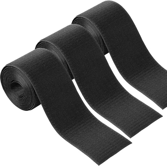 WILLBOND 4 Pack 10 ft x 3 Inch Cable Floor Strip Cable Cover Cords Carpet Protector Management Hook and Loop Tape for Wires on Floor Cords and Prevent a Trip Hazard (Black)
